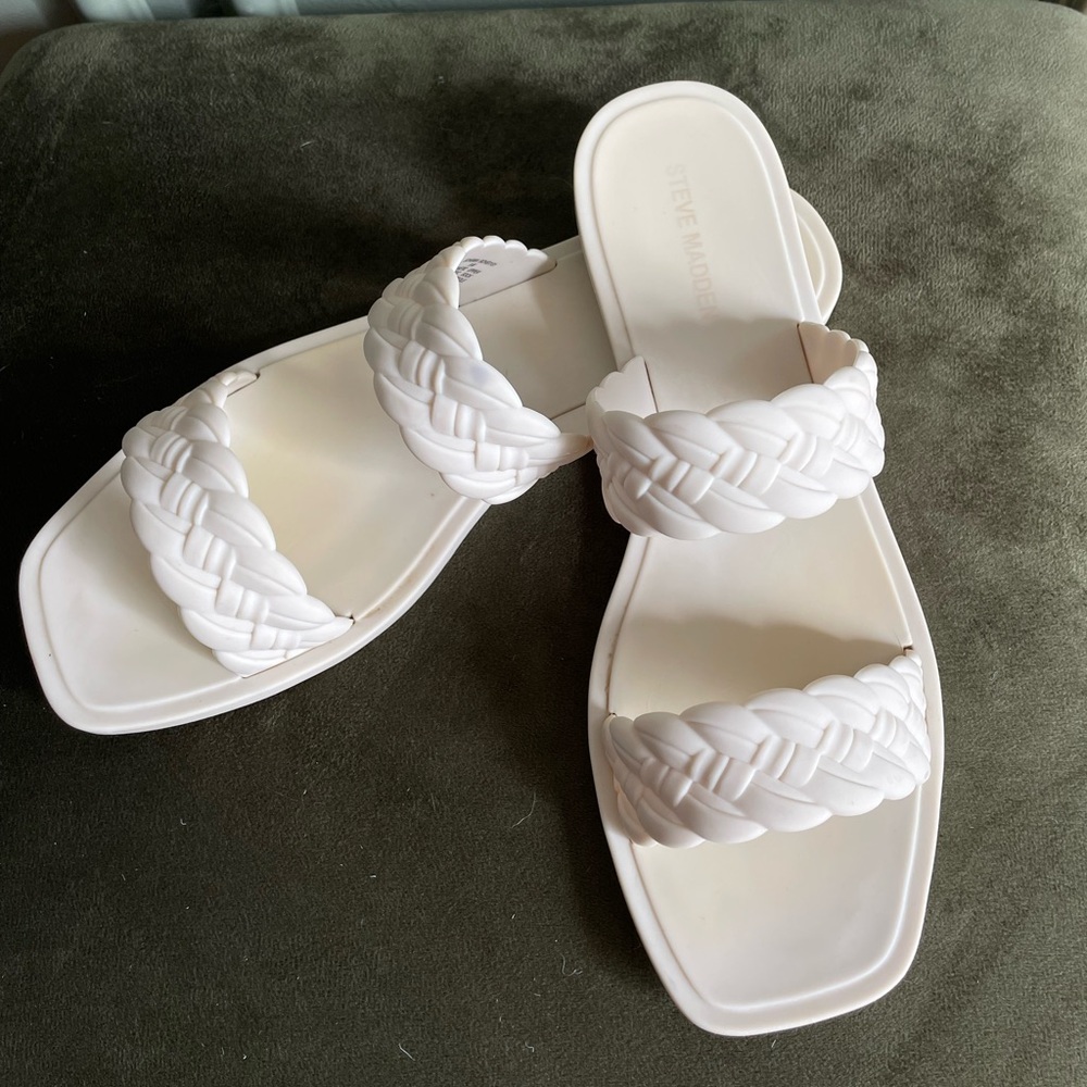 Steve Madden Braided Slides Double Strap Slip On Women’s Size 9 Vacation Sandals